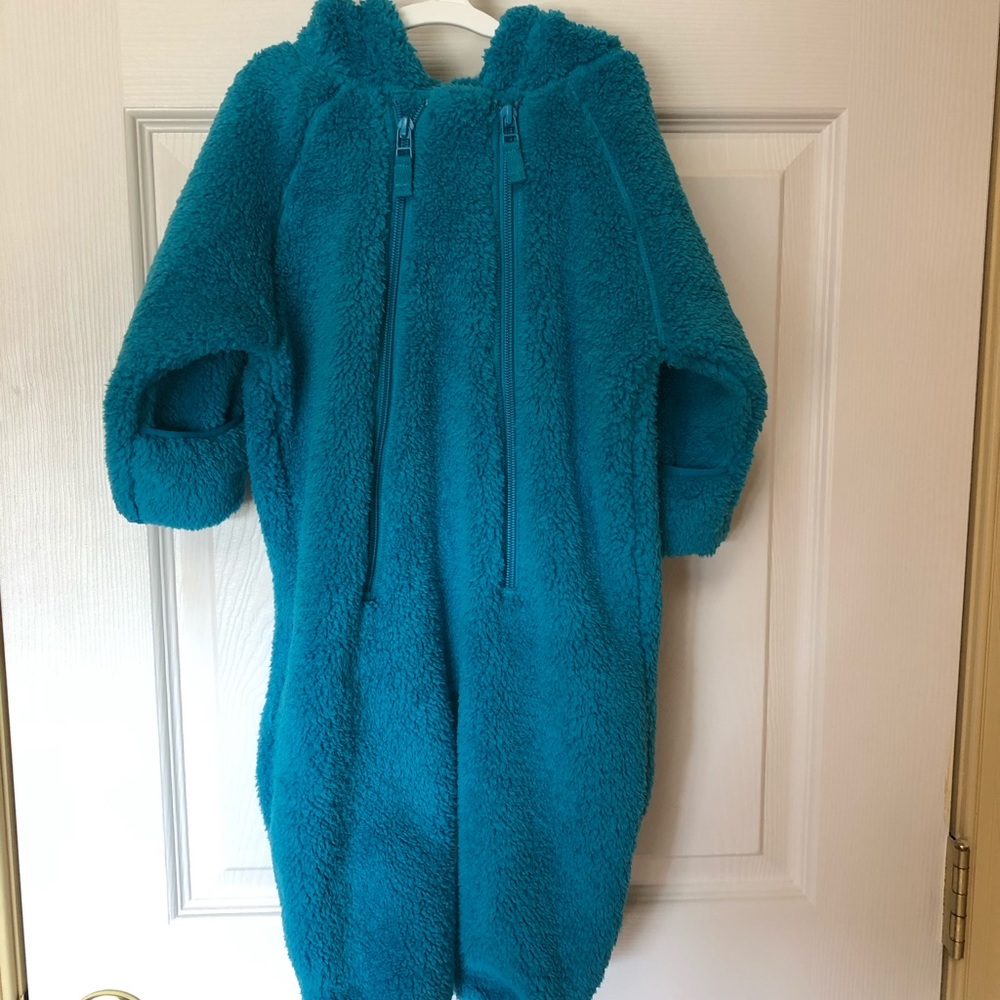 L.L. Bean Toddler Teal Plush Fleece Hooded Snowsuit